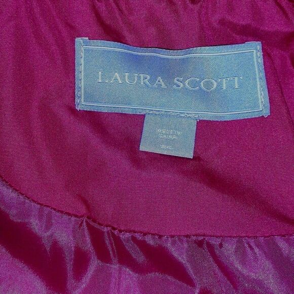 Laura Scott Puffer Vest Women's S Cherry Red Quilted Full Zip Pockets Fitted New - Picture 4 of 5